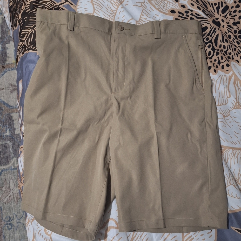 Lands' End Boy's Khaki Flat Front Shorts. 20.Husky